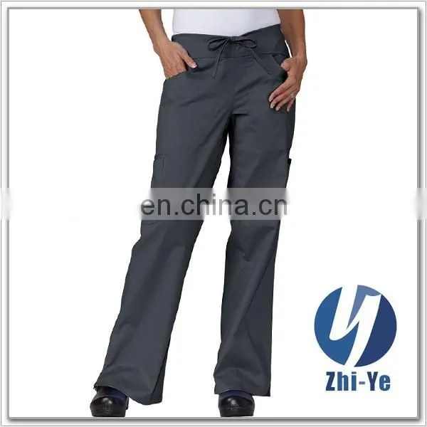 Hospital Style Cargo Pocket Stretch Flare Leg Scrub Pants photo-5