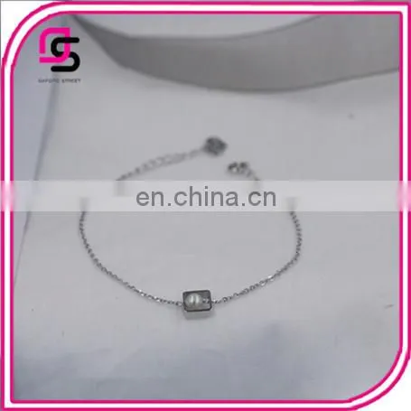 Korean Clothing Accessories Decorative Fresh Sweet All-match Silver Hollow Square Pearl Bracelet