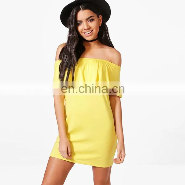 Top Selling Custom Clothes Casual off Shoulder Plain Mini Dress photo-2