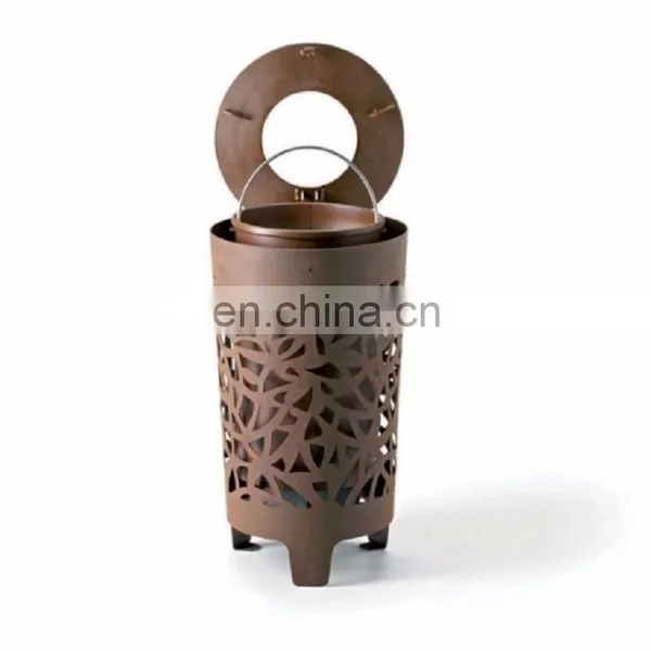 Perforated Corten Steel Litter Bin photo-2