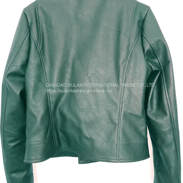 Women's Faux Leather Jacket Motocycle Biker PU Jacket photo-2