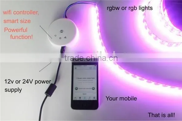 Android IOS APP Remote Control Multifunctional One-key WPS Connect WiFi LED Controller for 12V/24V Flexible RGB LED Strip Light photo-2