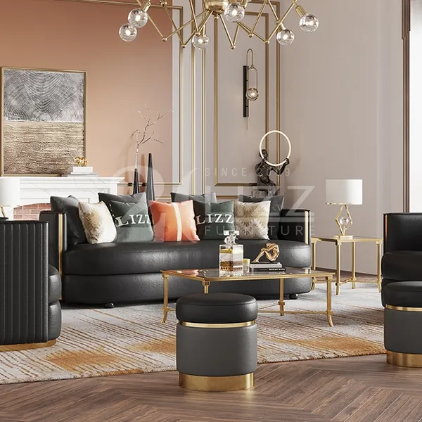 Modern Designer Living Room Furniture American Luxury Curved Sofa