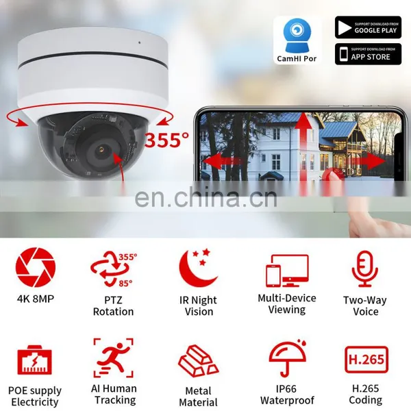 5MP POE Wireless Network WIFI Security IP Camera HD PTZ Outdoor Home Surveillance Dome Cam CCTV Ceiling Installation 4K CamHipro photo-3