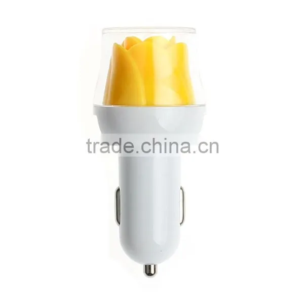 Rapid Auto Vehicle Micro USB Car Charger Adaptor For Cell Phone With LED Rose Flower photo-3
