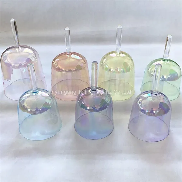 Alchemy Cosmic Light Clear Singing Bowl With Handle Aurora Quartz Chakra Healing Crucible photo-2