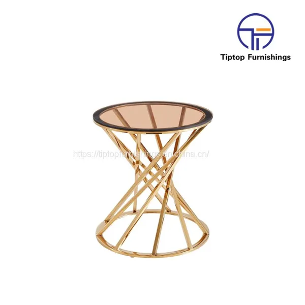 Factory Price Golden Sample Custom Logo End Table Stainless Steel Legs Square Tempered Glass 10 mm Thickness Side Table photo-4