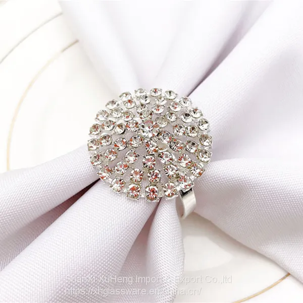 Gold Silver Crystal Rhinestone Napkin Rings Holder for Mother's Day photo-3