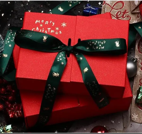Ribbon High-end Christmas Gift Box Factory Can Customize Size Carton Red Black Ribbon photo-2