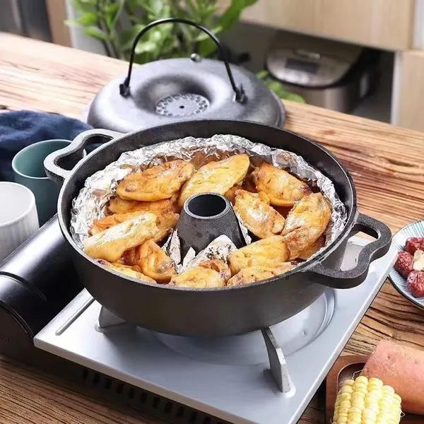 Roast Sweet Potato Pot Household Cast Iron Roast Dish Barbecue Frying Pan Pre-seasoned Potato Casserole Dutch Oven Cookwares photo-4