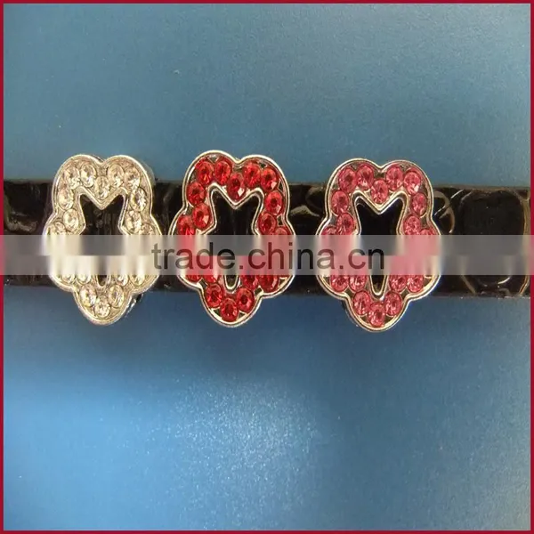Zinc Alloy Rhinestone Plum Flower 10mm Slide Charms With Full Diamonds photo-3
