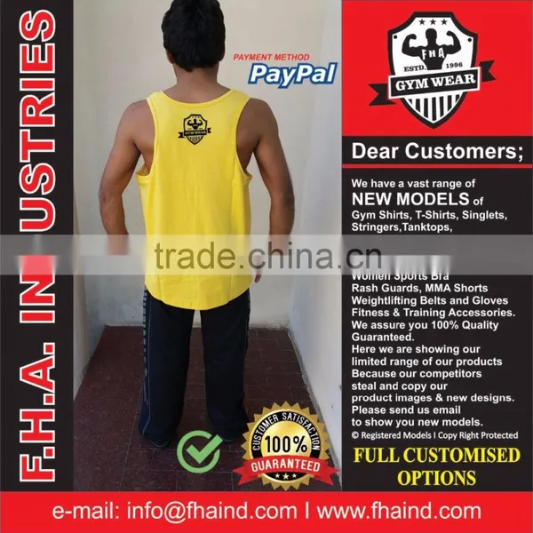 Tank Top Singlet Gym / Unlimited Custom Singlet With Muscle Back / Cheap Fitness Gym Tank Top Shirts by FHA INDUSTRIES PAKISTAN photo-2