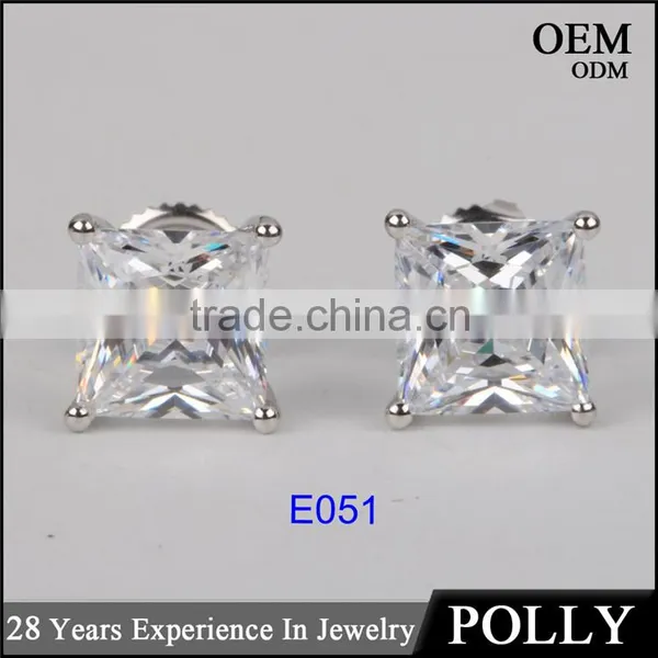 14KT Solid Gold Princess Cut AAAAA CZ Earrings Jewelry Manufacturers photo-2