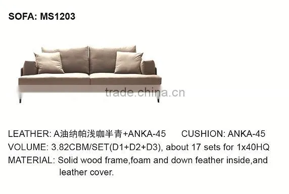 2015 Modern Design New l Shaped Sofa Top Grain Leather Furniture Living Room MS1203 photo-2