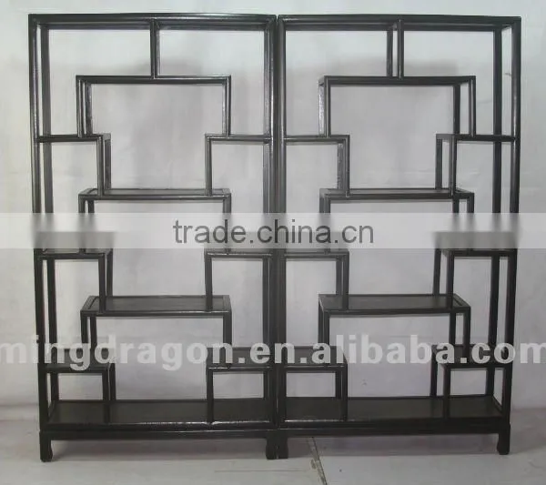 Chinese Antique Furniture Black Shanxi Pine Wood Bookshelf photo-1