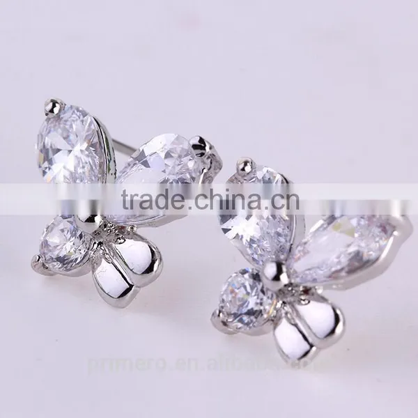 New Fashion Rolled Jewelry Gold Butterflies Crystal Earring For Women photo-2