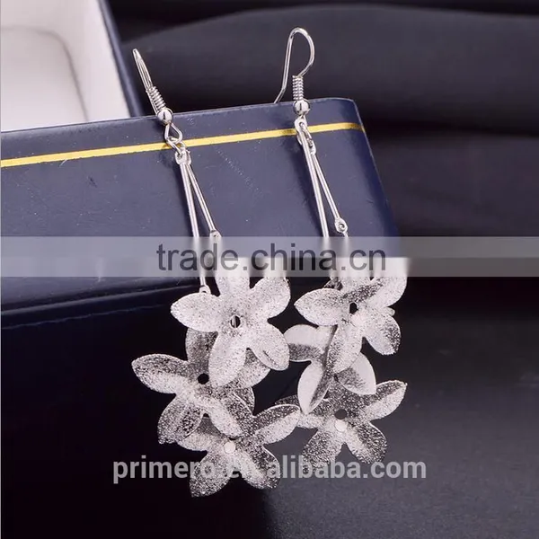 New Design Flower Dangle Jewelry Matte Long Earring Hook Wholesale photo-3
