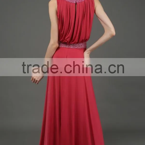 BiBiQ Fashion OEM Maxi Red Beaded Satin Western Gowns Party Dresses photo-6