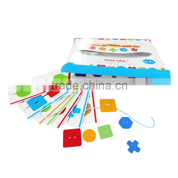 Magic String Kids Educatioanl Green Wood Wooden Shapes Toys Brick Block Set Games