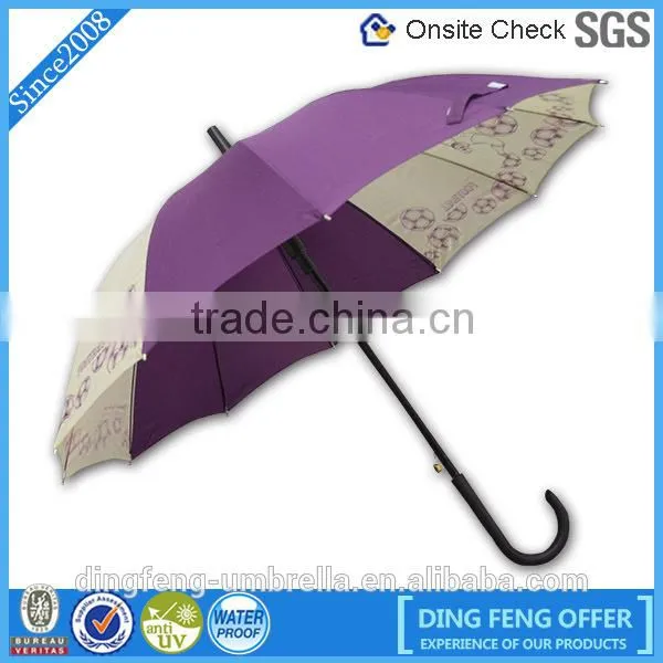 Purple Single Crook Handle Sun and Rain Umbrella