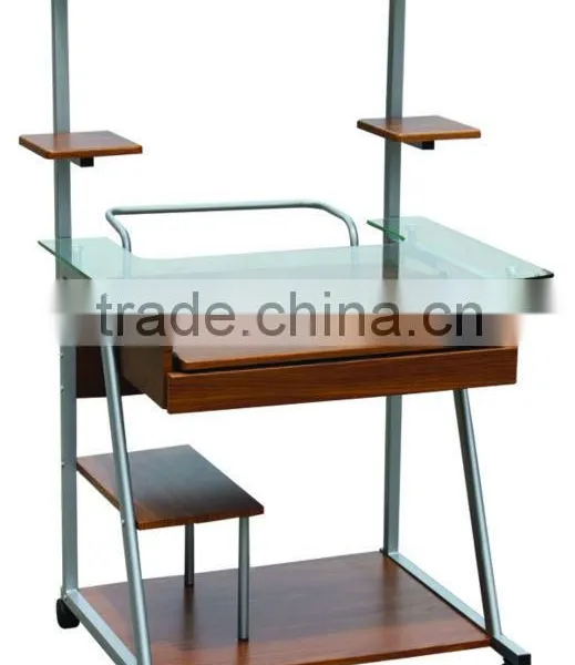 2014 Hot sell computer desk PC table office furniture made of black white glass