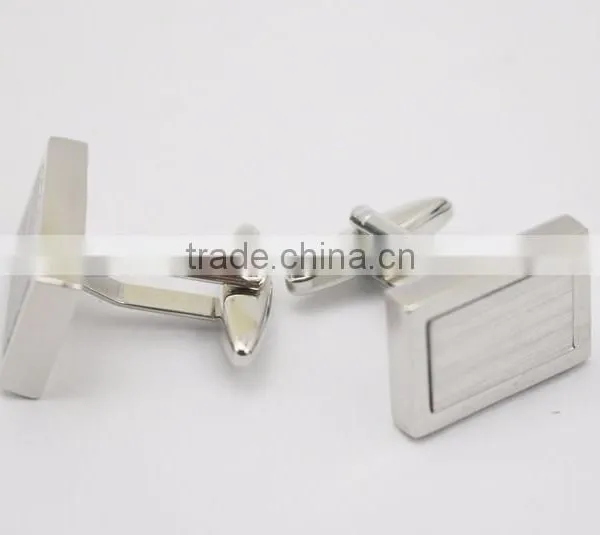 Two Tone Blank Rectangle Silver Cufflinks For Mens photo-3