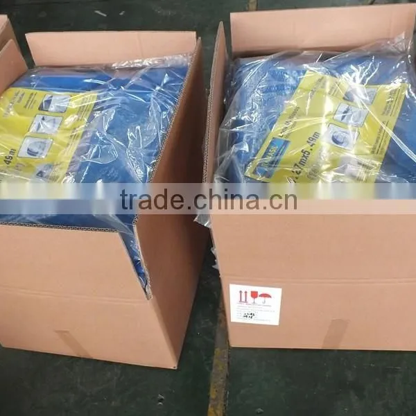 TEAR RESISTANT WATERPROOF PP /PE TARPAULIN BLUE COLOUR FINISHED STRIPED HEM 1 METER INTERVAL ANTI-AGING TRUCK-COVER ANTI-UV photo-3