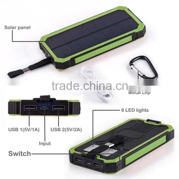 2016 Trending Products 12000mah Solar Power Bank Charger With Led Light photo-6