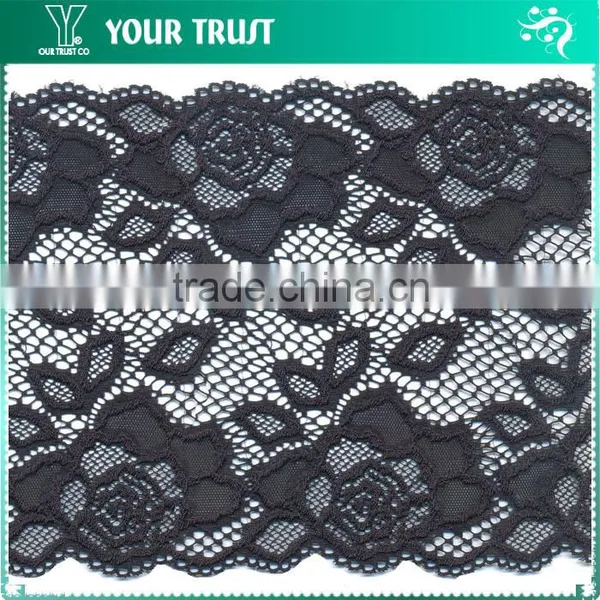 Width 13.8 Centimeter Light Yellow Stretch Trimming Spandex Jacquard Elastic Lace photo-6