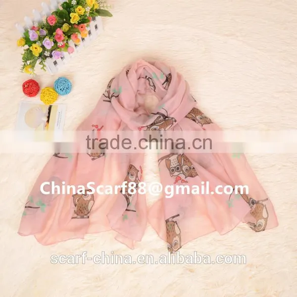 Wholesale Owl Viscose Scarf photo-3