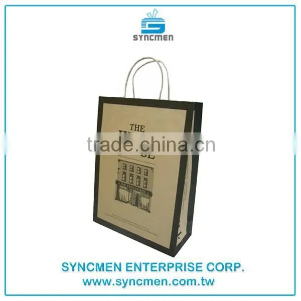 2016 Low Cost Brown Custom Printed Kraft Paper Bags With Paper Twisted Handle photo-6