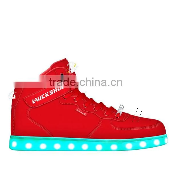 Hot Selling Men Luminous LED Boots With Buckle up Pu Upper LED Sneakers With Good Quality photo-2