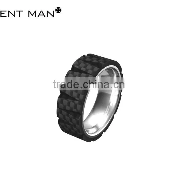 Fashion Jewelry 2016 for Man Titanium Wedding Band Ring Black Carbon Fiber Ring Wedding Rings photo-3