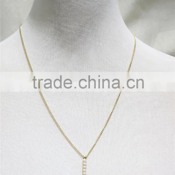 Cheap Short Chain Necklace w/ White Pearl In The BAR Necklace Simple Chain Gold Necklace2016 Fashion Style Wholesale
