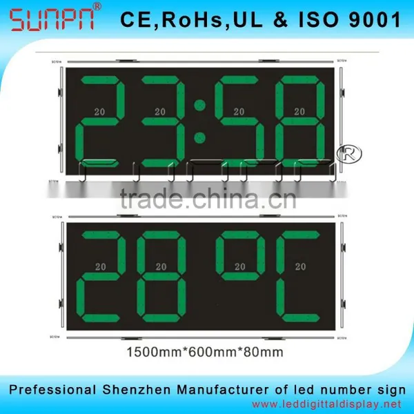 Australia 20 Inch 4 Digits Outdoor Led Clock /time/date /temperature Sign photo-3