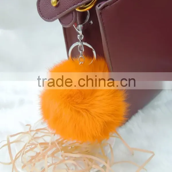 Factory Design Rabbit Fur Pom Pom Keychain photo-2