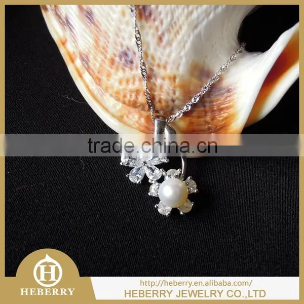 Elegant Pearl Pendant Necklace With Sterling Silver Jewelry Wholesale