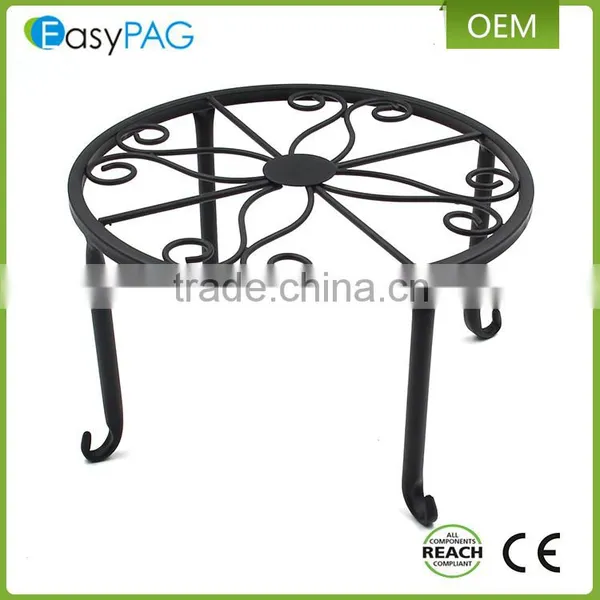 Best Selling Balcony Floor Standing Black Iron Metal Flower Pot Rack photo-3