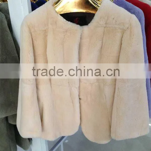 2015 New Arrival Rex Rabbit Fur Coat RR03 photo-3