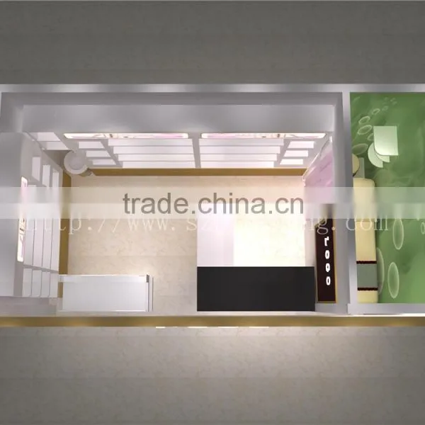 Wooden Material Nail Kiosk Display Showcase With Led Light Box for Showroom photo-3