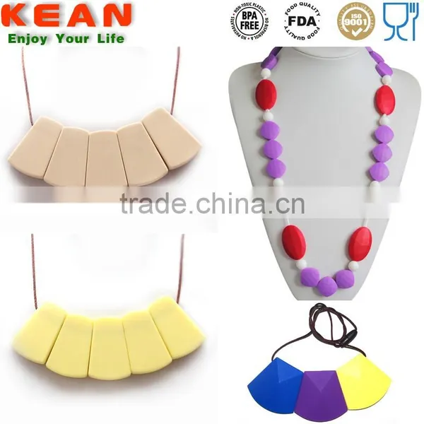 Easily Cleaned With Water Silicone Bead Necklace Silicone Teething Necklace White Black photo-3