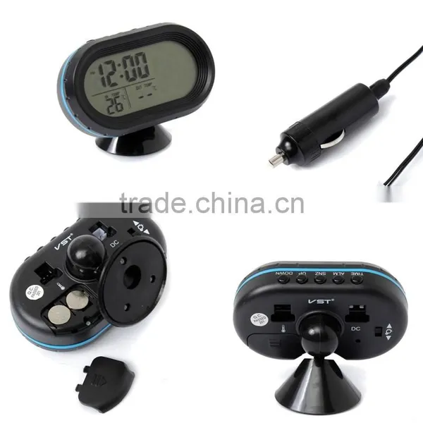 Brand New 12-24V Digital Auto Car Thermometer + Car Battery Voltmeter Voltage Meter Tester Monitor + Noctilucous Clock photo-5