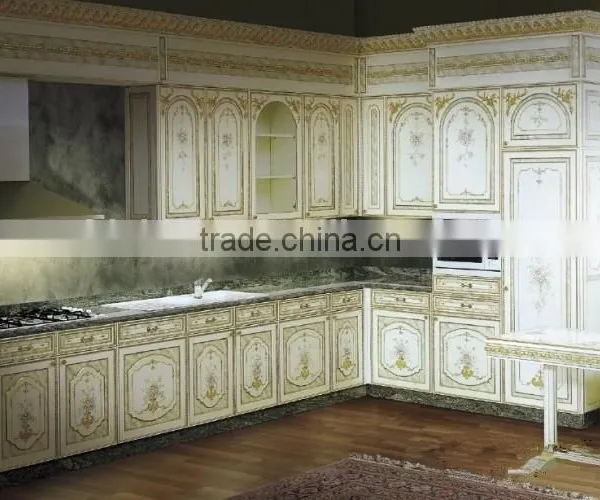 Vitoria Style Wooden Kitchen Cabinet With Drawing, Hand Carved Wooden Kitchen Furniture Set, Vintage Design Kitchen Appliance photo-2