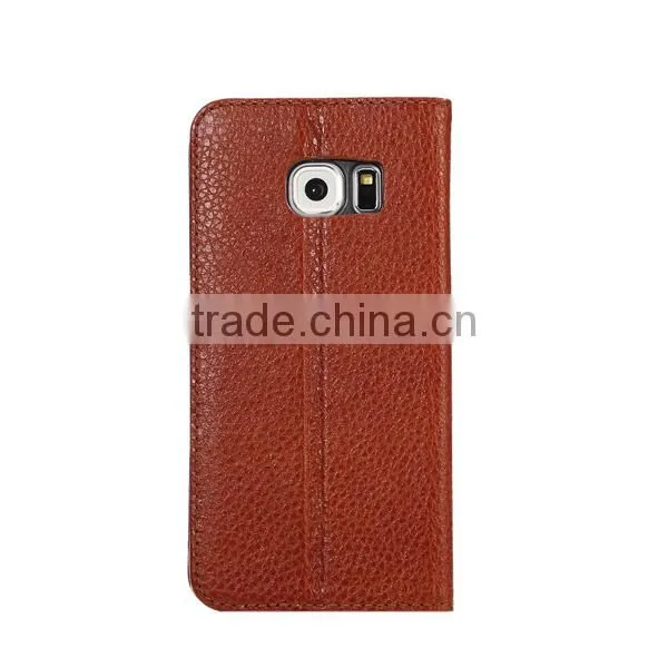 Window View Leather Case For Samsung S6 Edge With Sleep Wake Fuction, Genuine Leather Case photo-2
