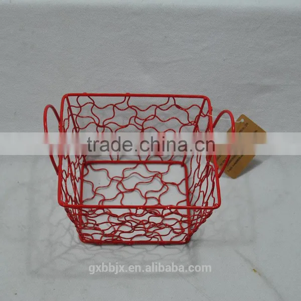 Set of Three Metal Wire Storage Basket With Handle photo-5