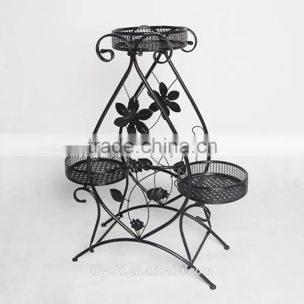 Handicraft Home Garden Decor Display Retro Shelf Metal Planter Holder Planter Style Wrought Iron Flower Pot Stands photo-4