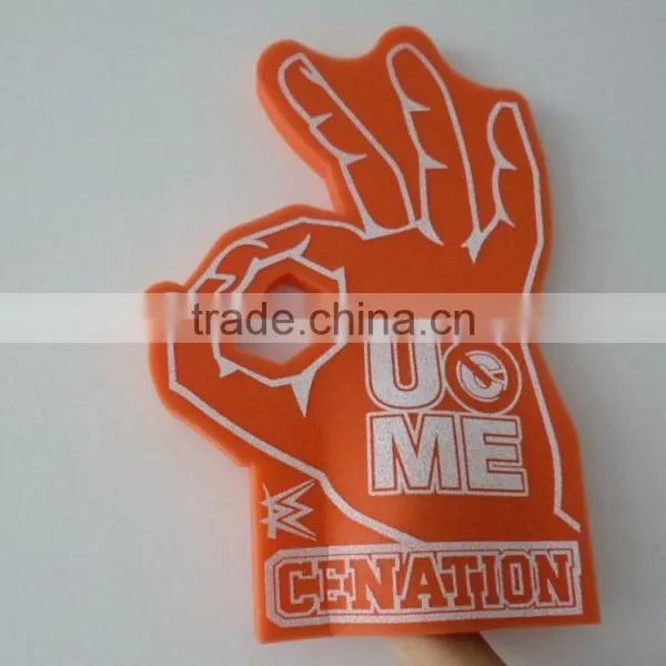 Orange OKAY Shape Design Sponge Foam Hand Gloves photo-2