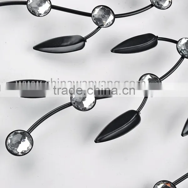 Metal Wall Digital Clock With Crystal and Leaf photo-3
