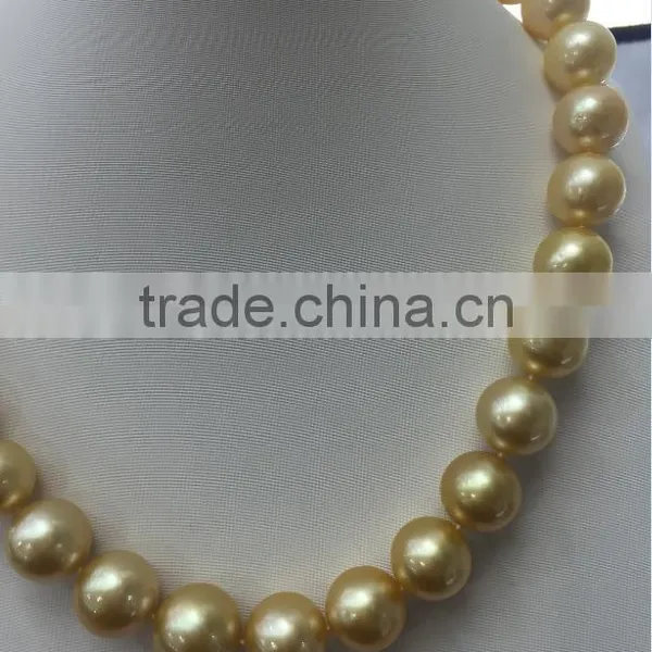 13-14mm Gold South Sea Pearl With 14K Gold Clasp Necklace photo-3
