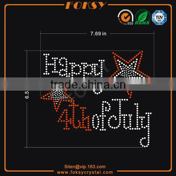 Happy 4th of July With Stars Rhinestone Design